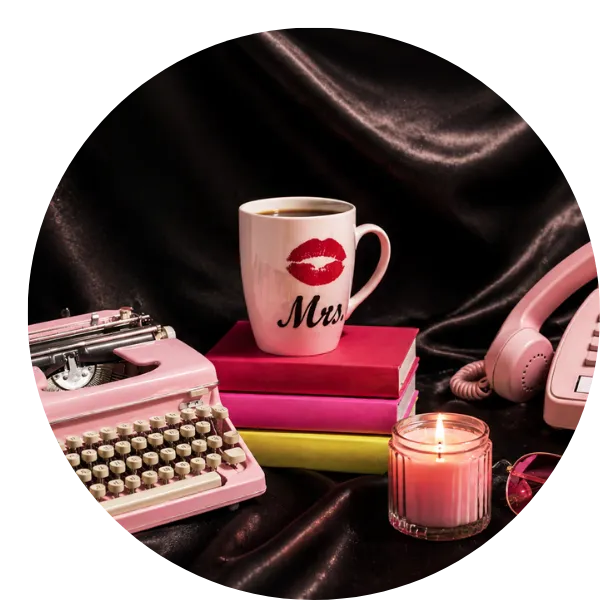 typewriter and mug for newsletter